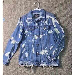 American Bazi Denim Jacket Mens Medium Blue Good Distressed Bleached RJK-734